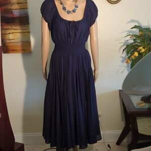 Philosophy Navy Blue Maxi Dress with Smocked Waist